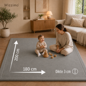 Wizzimo® Baby speelkleed 180x200x3 cm Speelkleed kinderen met traagschuim vulling - Grijs - Anti slip - Afbeelding 3