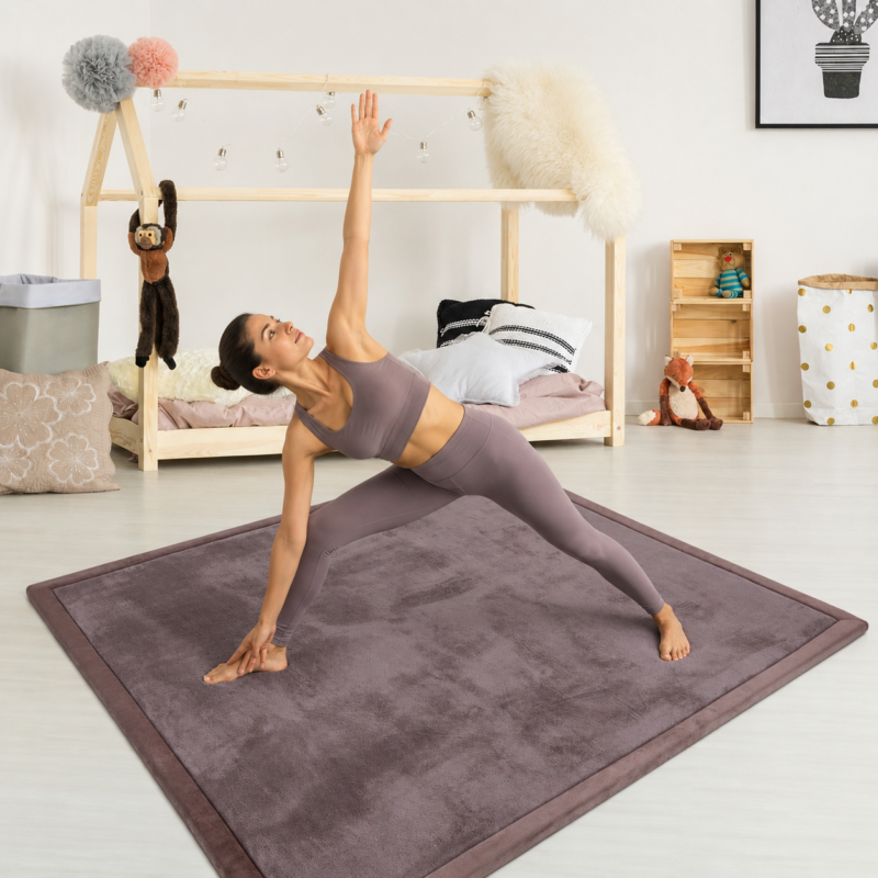 Extra dik speelkleed 180x200 cm in bruin met 3 cm traagschuim, afbeelding 11