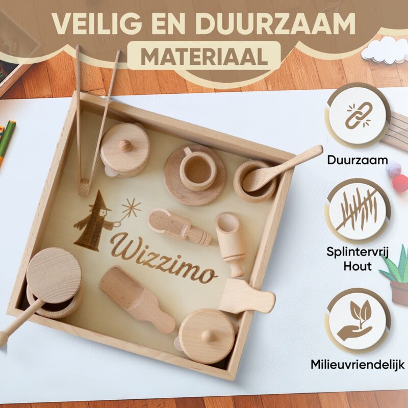 Houten sensorische speelbak met deksel voor sensorisch spelen, afbeelding 13