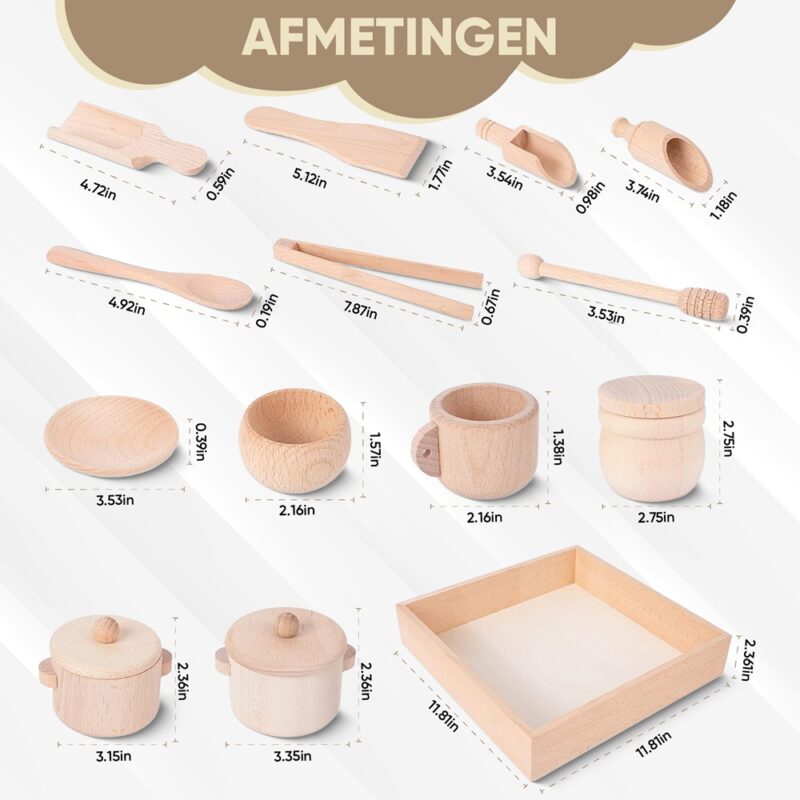 Houten sensorische speelbak met deksel voor sensorisch spelen, afbeelding 10