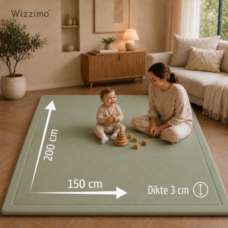 Speelkleed 150x200 cm in groen met 3 cm traagschuim, afbeelding 4
