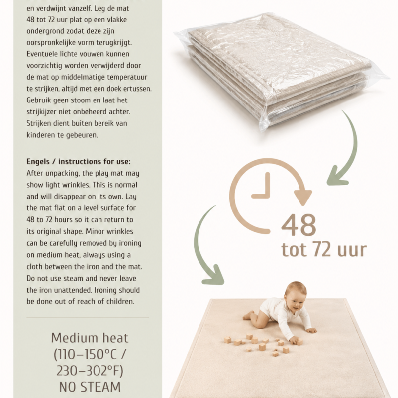 Boxkleed 80x100 cm in sand beige met 3 cm traagschuim, afbeelding 8