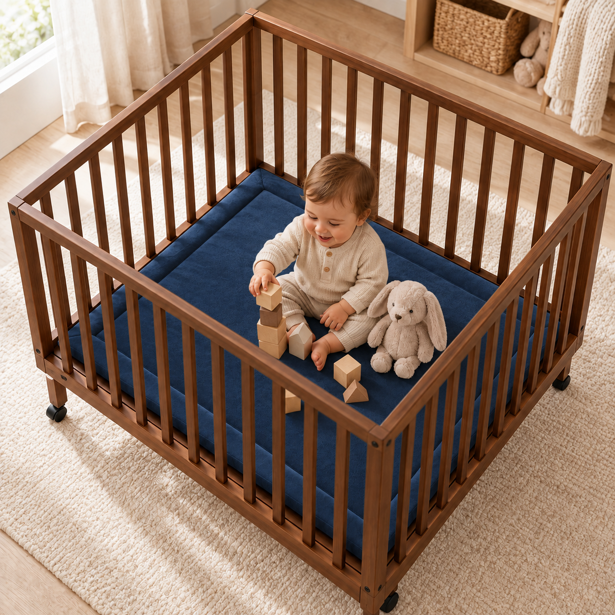 Wizzimo® Boxkleed 80x100 - Donkerblauw