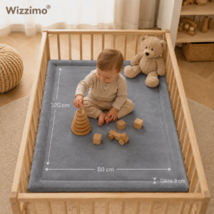 Wizzimo® Boxkleed - 80x100 - Extra dik traagschuim 3 cm - Grijs - Anti slip - Afbeelding 6
