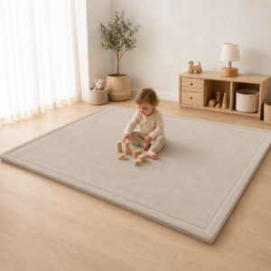 Wizzimo® Speelkleed 180x200 cm – Sand Beige - Extra Dik 3 cm Traagschuim | Fluweelzacht | Oeko-Tex®