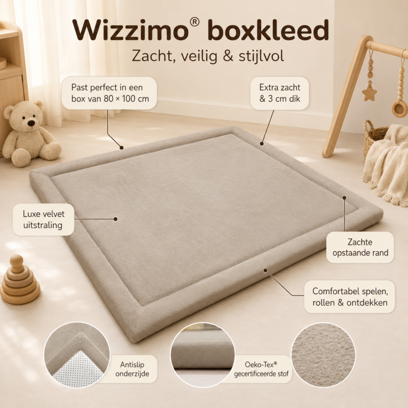 Boxkleed 80x100 cm in sand beige met 3 cm traagschuim, afbeelding 2