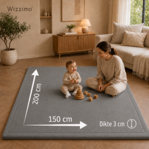 Wizzimo® Speelkleed 150x200 cm – Grijs - Extra Dik 3 cm Traagschuim | Fluweelzacht | Oeko-Tex® - Afbeelding 7