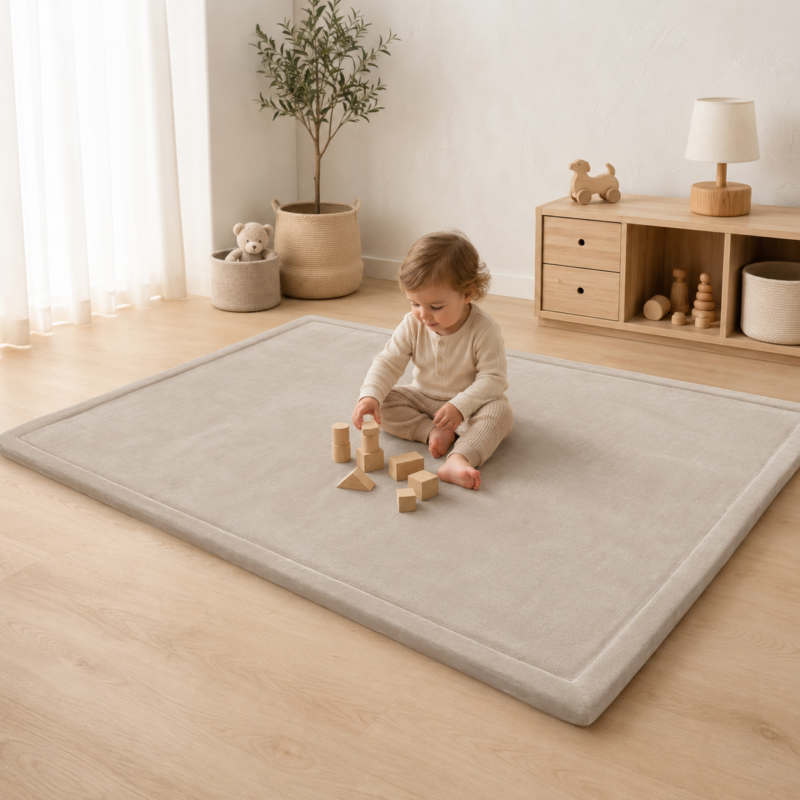 Speelkleed 150x200 cm in sand beige met 3 cm traagschuim