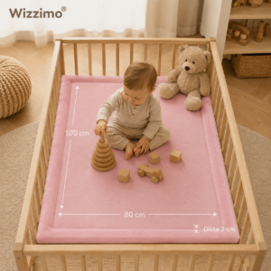 Wizzimo® Boxkleed - 80x100 - Extra dik traagschuim 3 cm - Roze - Anti slip - Afbeelding 5