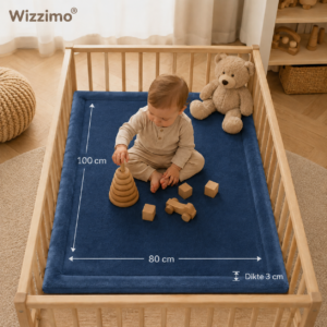 Wizzimo® Boxkleed - 80x100 - Extra dik traagschuim 3 cm - Donkerblauw - Anti slip - Afbeelding 6
