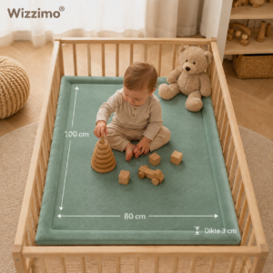 Wizzimo® Boxkleed - 80x100 - Extra dik traagschuim 3 cm - Groen - Anti slip - Afbeelding 6