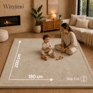 Wizzimo® Speelkleed 180x200 cm – Sand Beige - Extra Dik 3 cm Traagschuim | Fluweelzacht | Oeko-Tex® - Afbeelding 7