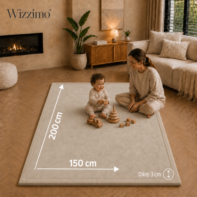 Speelkleed 150x200 cm in sand beige met 3 cm traagschuim, afbeelding 6