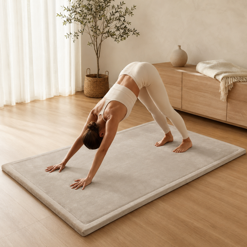Speelkleed 150x200 cm in sand beige met 3 cm traagschuim, afbeelding 7