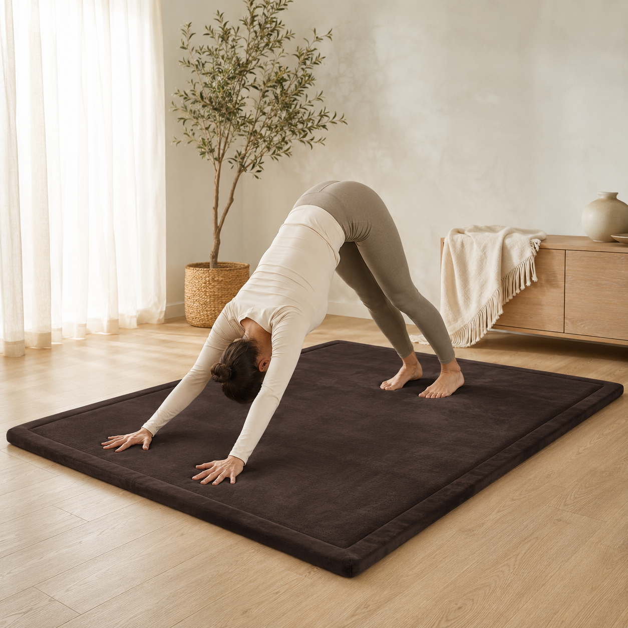 Wizzimo® Speelkleed 150x200 cm – Bruin - Extra Dik 3 cm Traagschuim | Fluweelzacht | Oeko-Tex® - Afbeelding 13