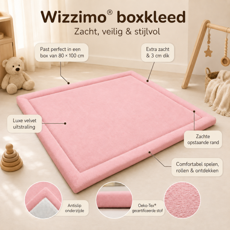 Boxkleed 80x100 cm in roze met 3 cm traagschuim, afbeelding 2