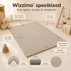 Alternative view of Wizzimo® Speelkleed 150x200 cm – Sand Beige - Extra Dik 3 cm Traagschuim | Fluweelzacht | Oeko-Tex®