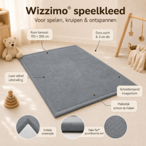 Alternative view of Wizzimo® Speelkleed 150x200 cm – Grijs - Extra Dik 3 cm Traagschuim | Fluweelzacht | Oeko-Tex®