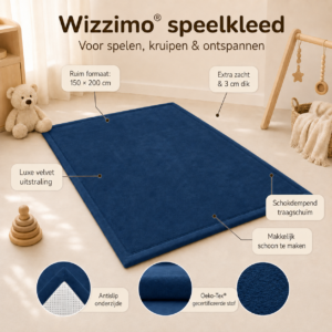 Alternative view of Wizzimo® Speelkleed 150x200 cm – Donkerblauw - Extra Dik 3 cm Traagschuim | Fluweelzacht | Oeko-Tex®