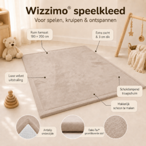 Alternative view of Wizzimo® Speelkleed 180x200 cm – Sand Beige - Extra Dik 3 cm Traagschuim | Fluweelzacht | Oeko-Tex®
